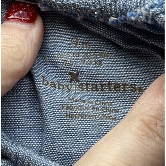 NWT Baby‎ Starters Lightweight Denim Sundress With Embroidered Horses Size 9 Mon - Picture 3 of 3